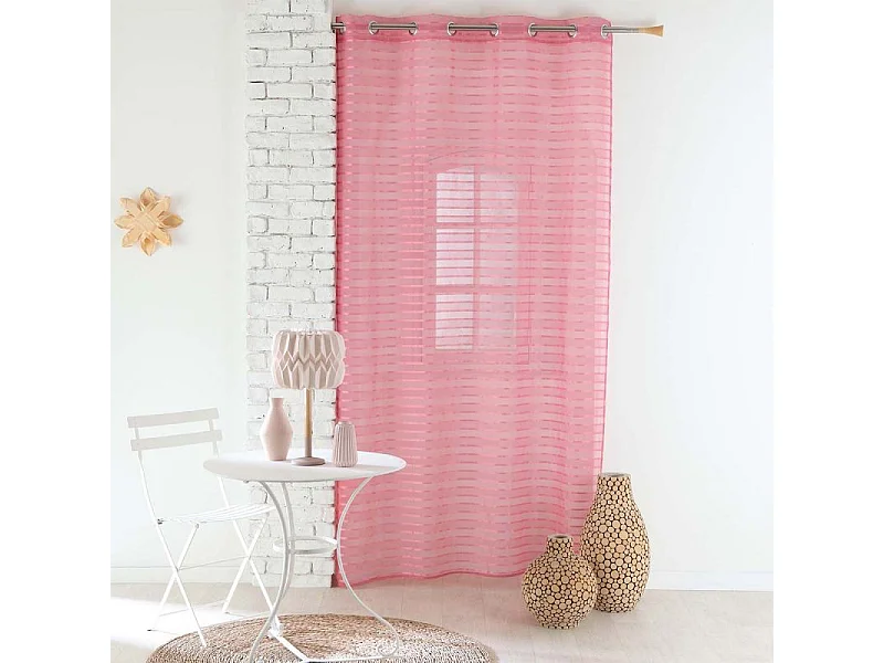 Rideau Voilage à Œillets "Riane" 140x240cm Corail