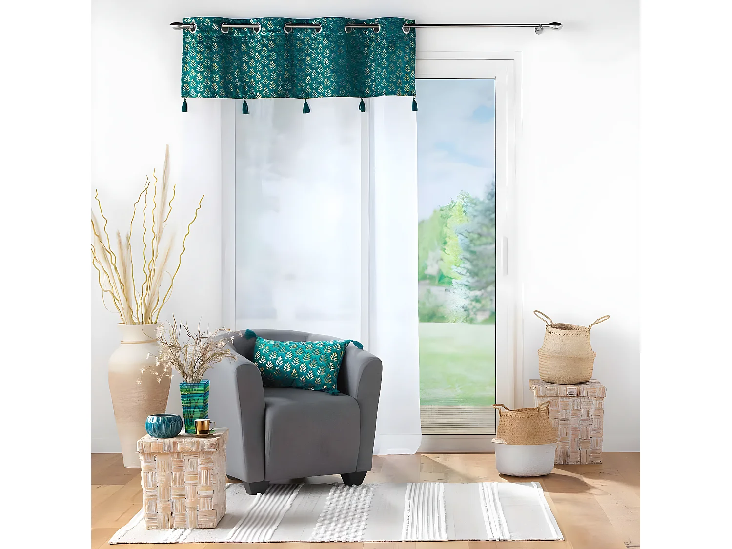 Rideau Voilage à Œillets "Evie" 140x240cm Bleu