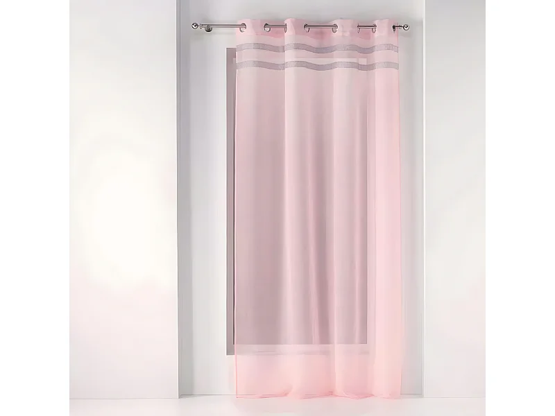 Rideau Voilage à Œillets "Satinela" 140x240cm Rose