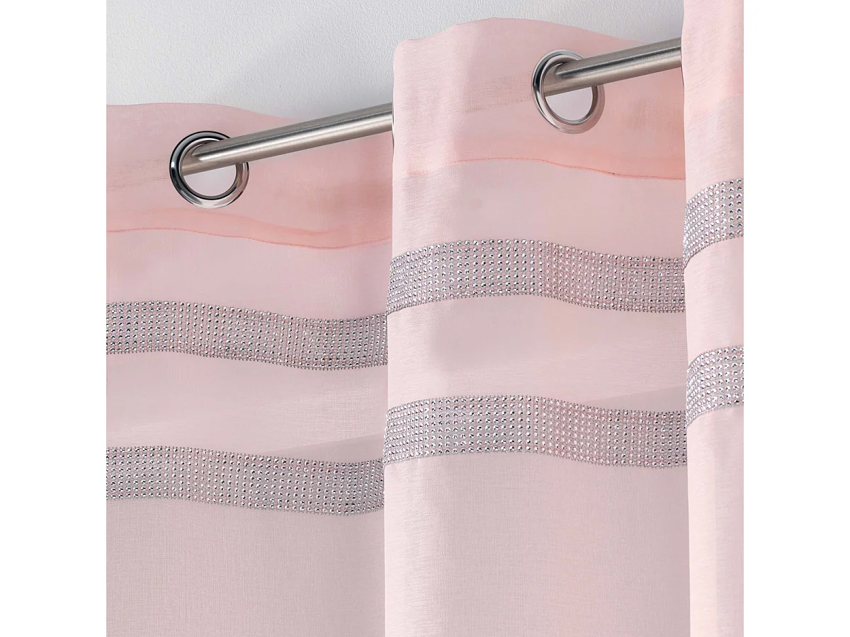 Rideau Voilage à Œillets "Satinela" 140x240cm Rose