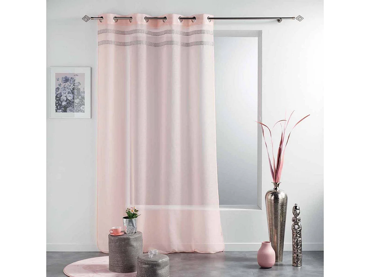 Rideau Voilage à Œillets "Satinela" 140x240cm Rose