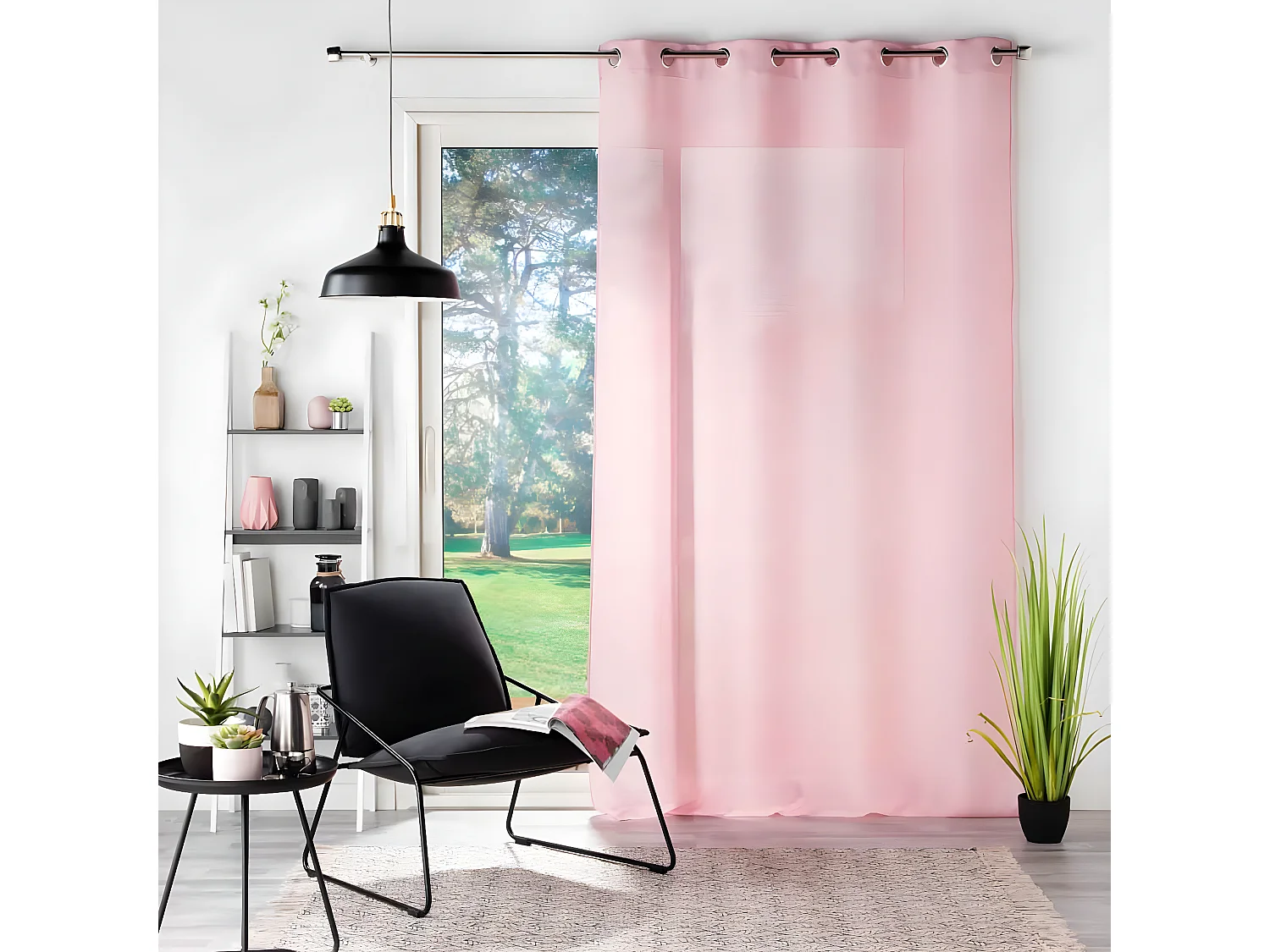 Rideau Voilage à Œillets "Soane" 140x180cm Rose