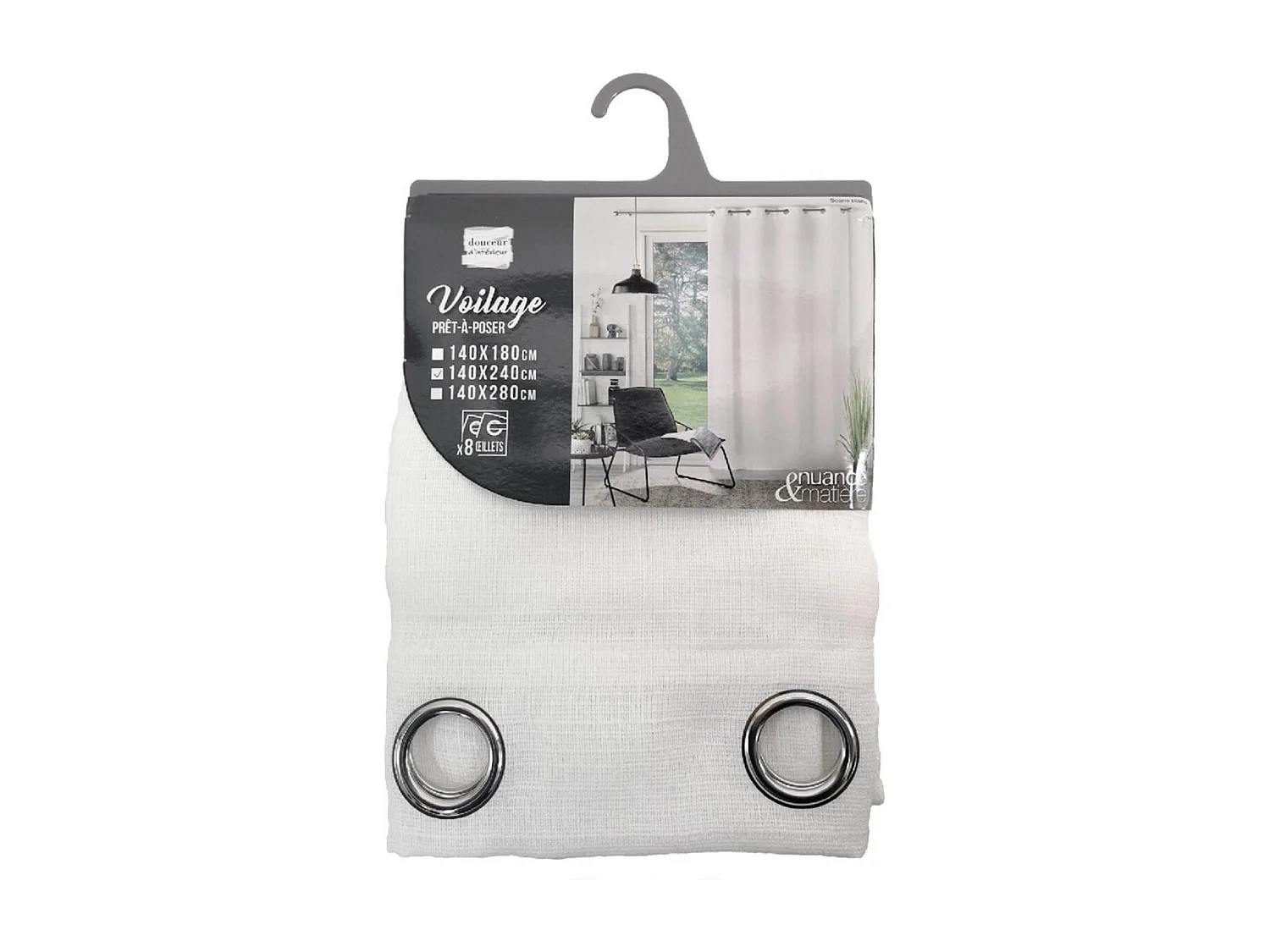 Rideau Voilage à Œillets "Soane" 140x240cm Blanc