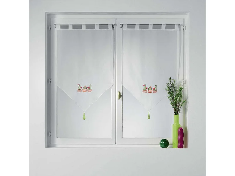 Paire de Voilages "Epinéa" 60x160cm Blanc