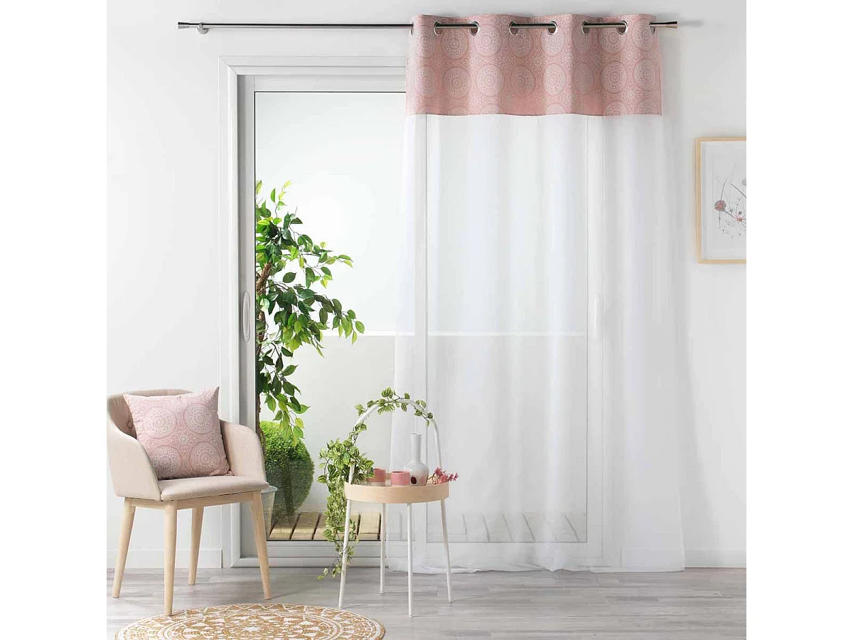 Rideau Voilage à Œillets "Sibel" 140x240cm Rose