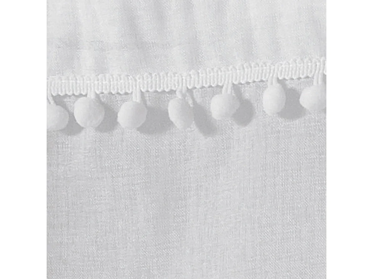 Paire de Voilages à Pompons "Poupette" 60x90cm Blanc