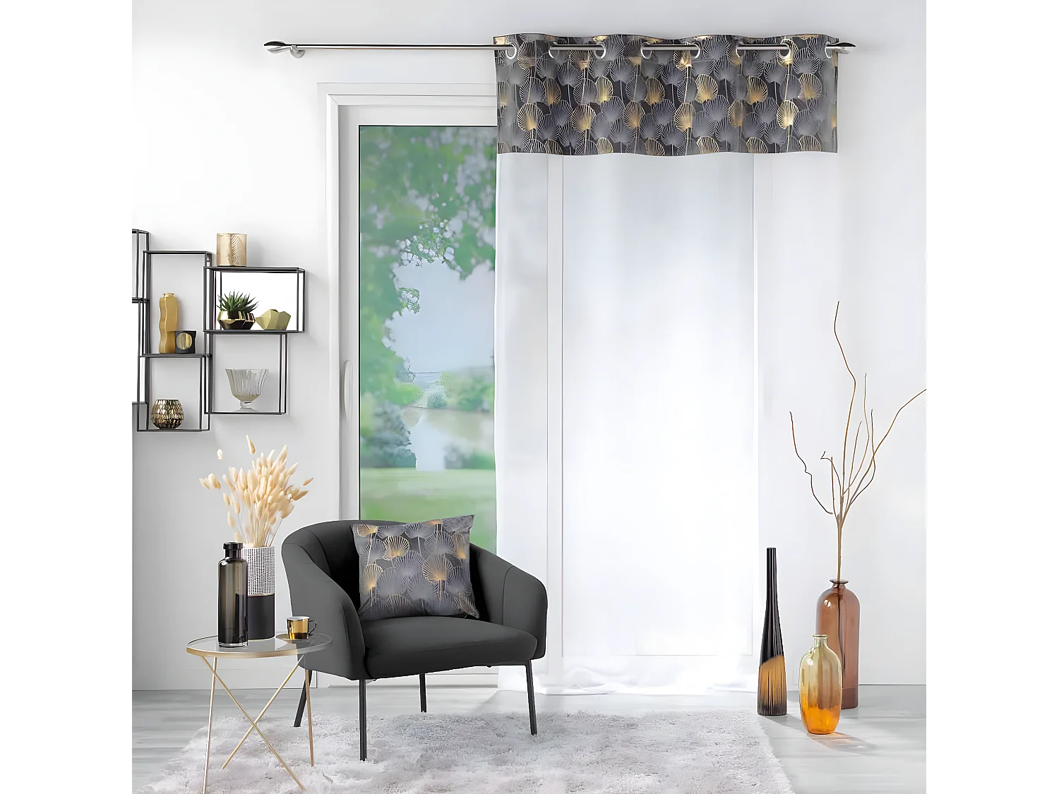 Rideau Voilage à Œillets "Clairine" 140x280cm Gris