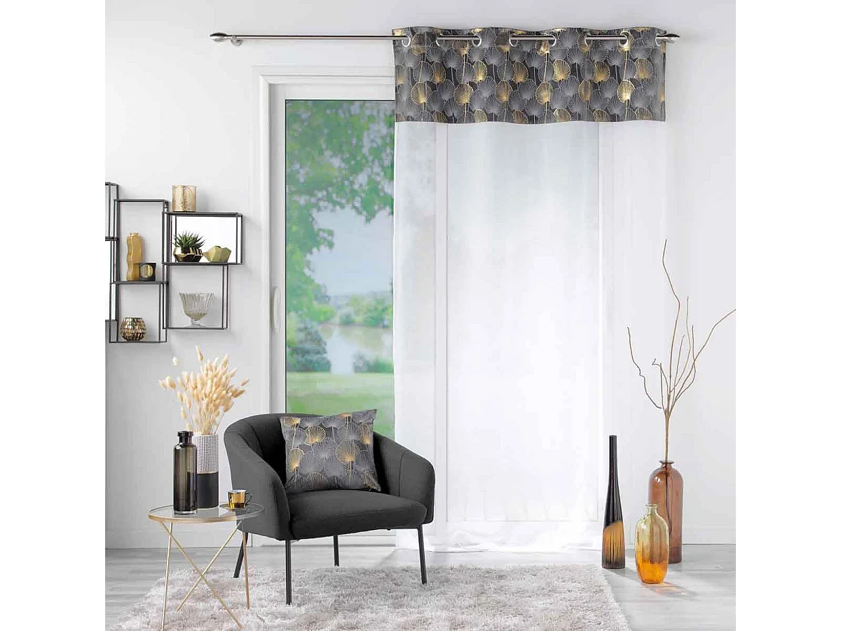 Rideau Voilage à Œillets "Clairine" 140x280cm Gris