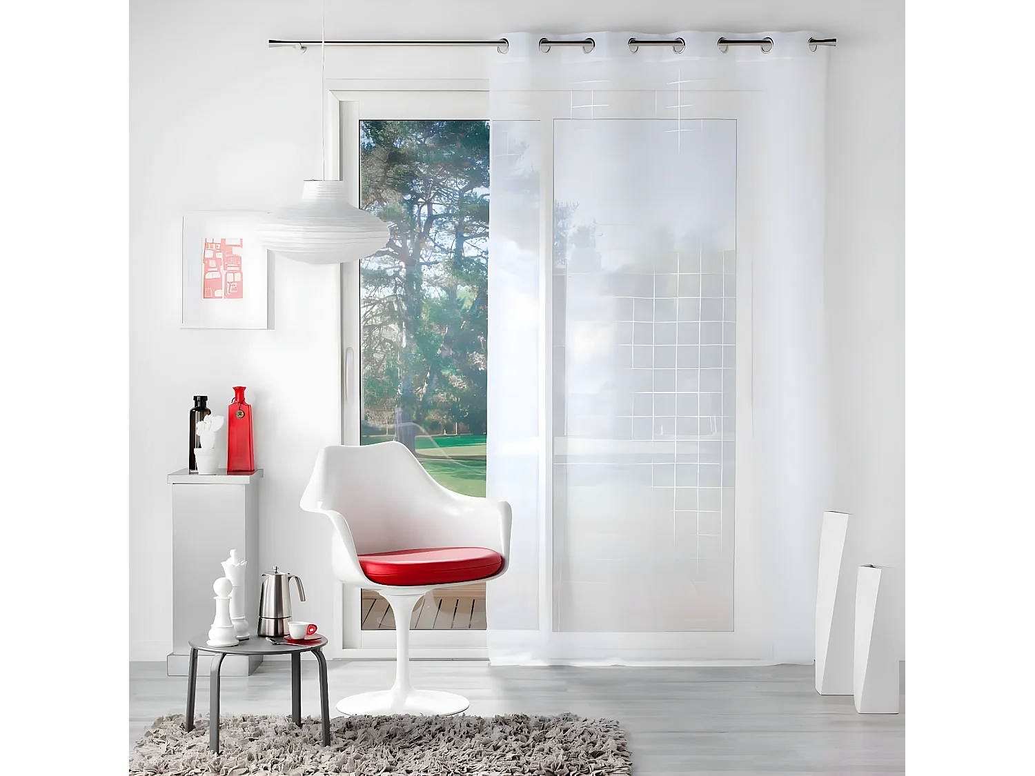 Rideau Voilage à Œillets "Eulalie" 140x240cm Blanc