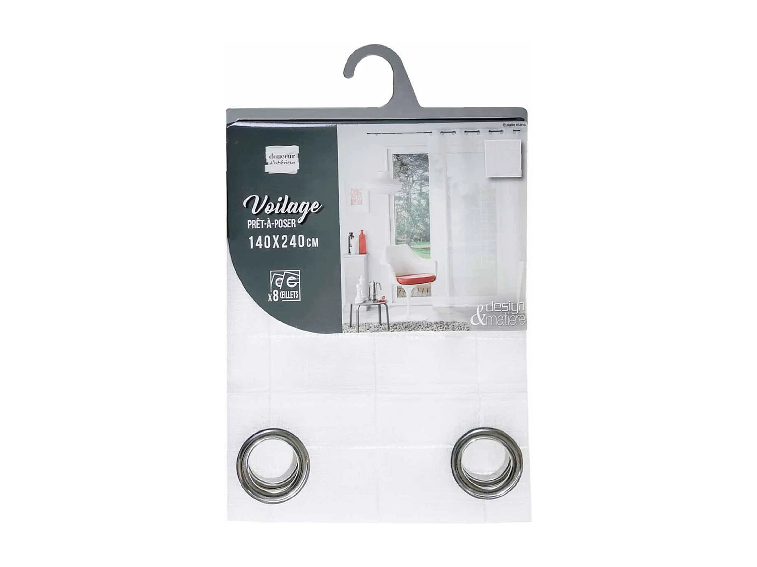 Rideau Voilage à Œillets "Eulalie" 140x240cm Blanc