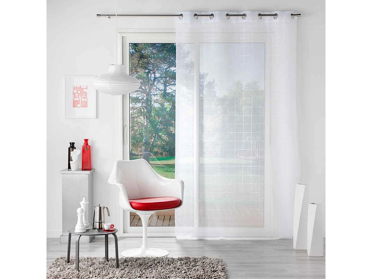 Rideau Voilage à Œillets "Eulalie" 140x240cm Blanc