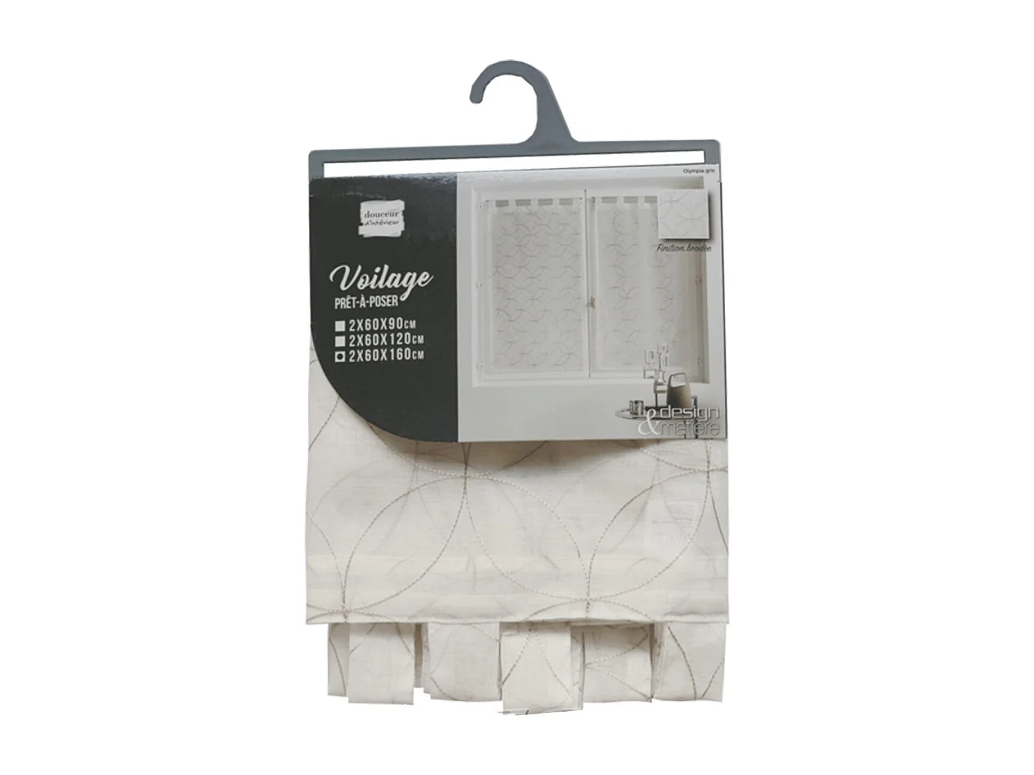 Paire de Voilages "Olympia" 60x160cm Gris