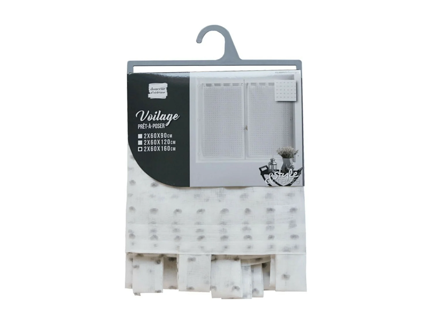 Paire de Voilages "Pomponella" 60x160cm Gris