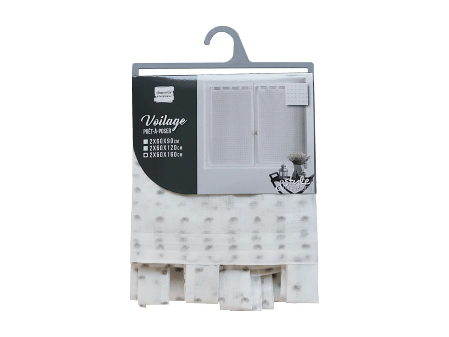 Paire de Voilages "Pomponella" 60x160cm Gris