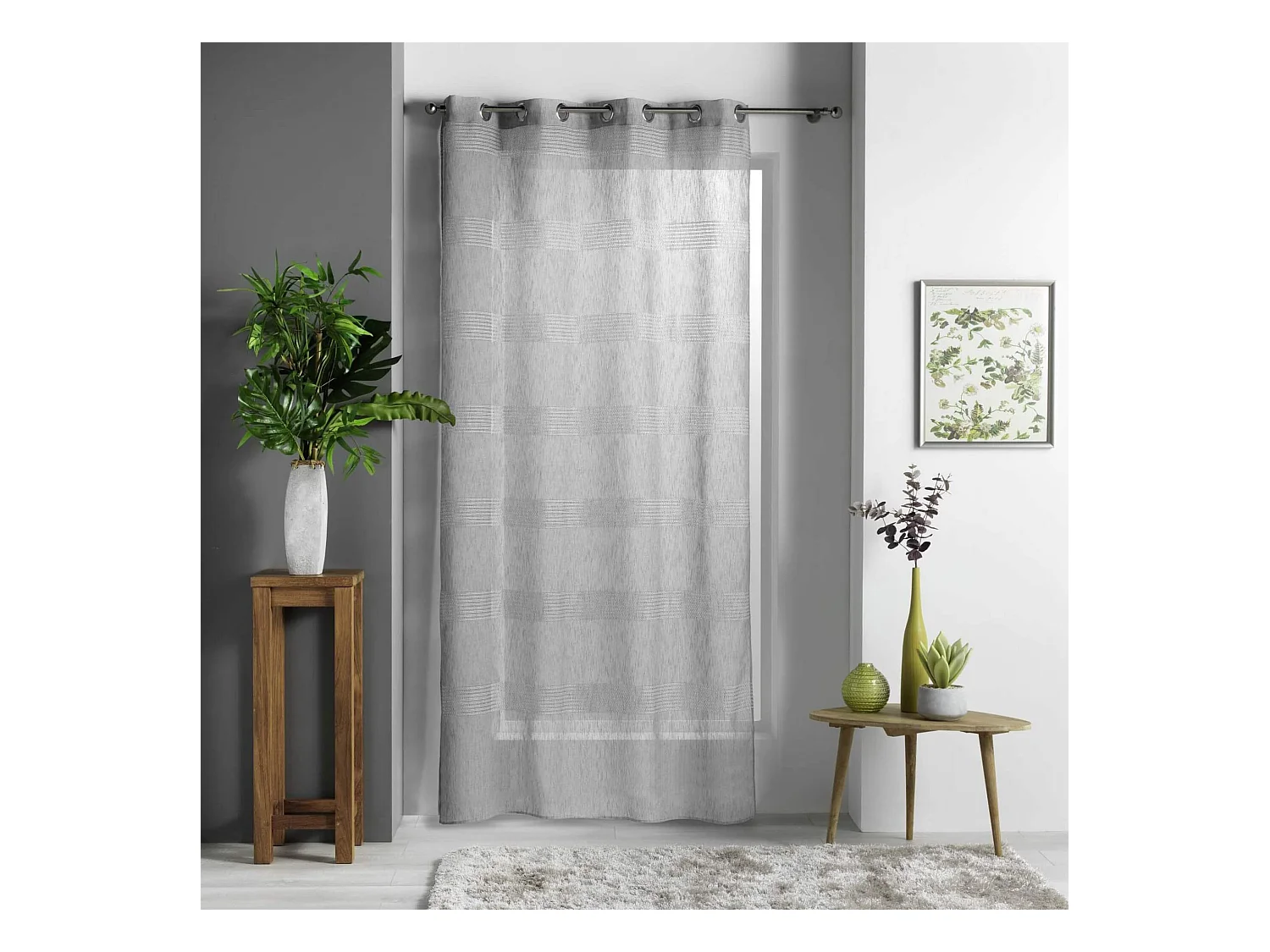 Rideau Voilage à Œillets "Ajourela" 140x280cm Gris