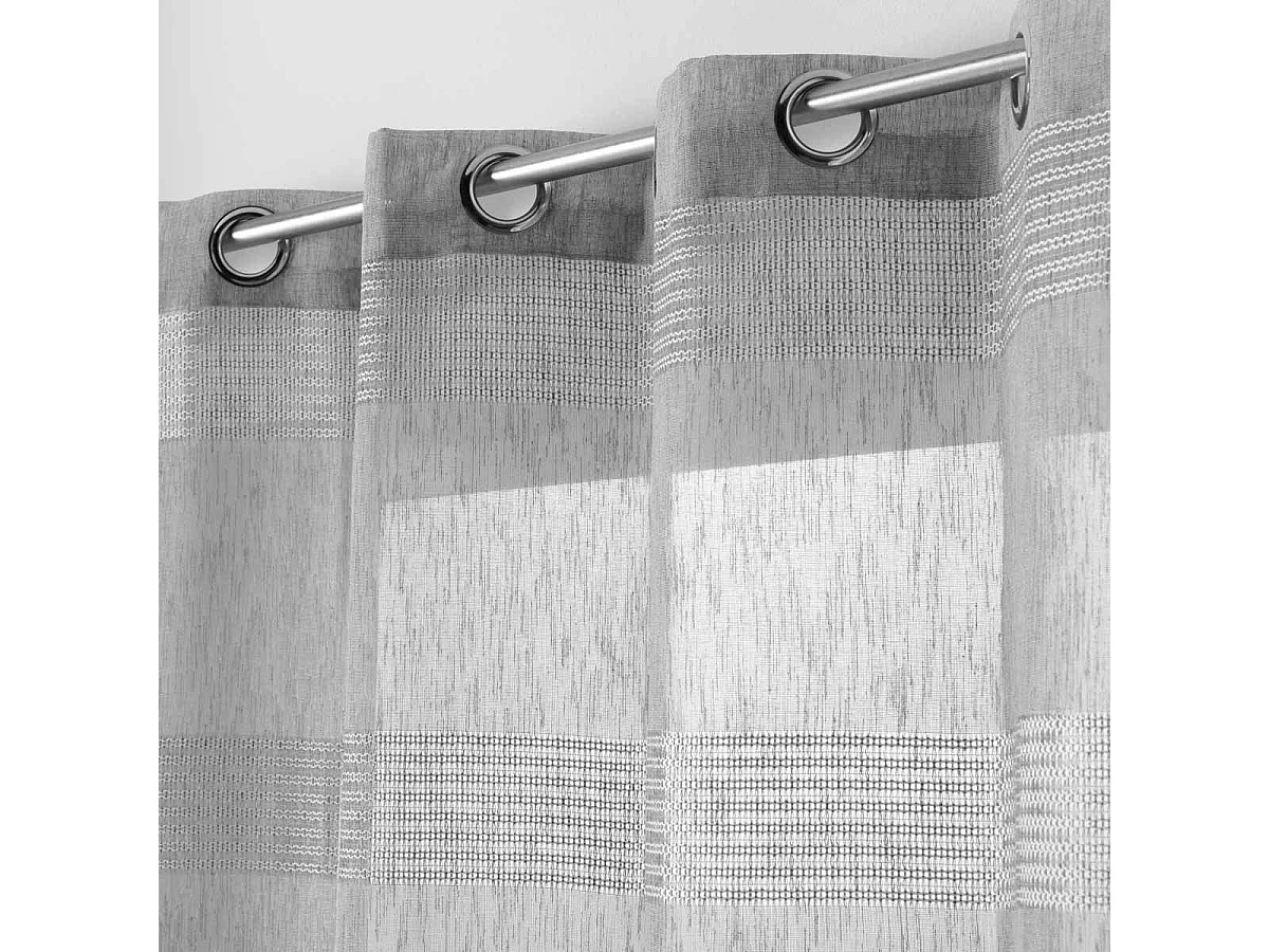 Rideau Voilage à Œillets "Ajourela" 140x280cm Gris