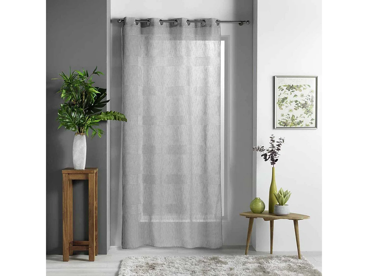 Rideau Voilage à Œillets "Ajourela" 140x280cm Gris