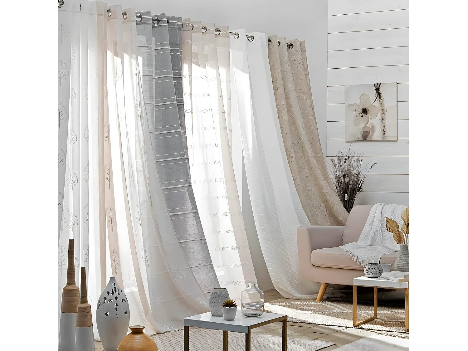 Rideau Voilage à Œillets "Florinella" 140x240cm Blanc