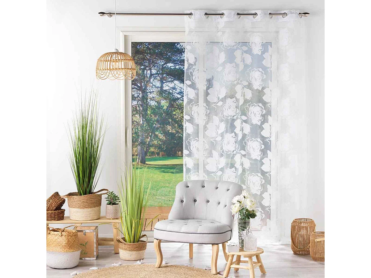 Rideau Voilage à Œillets "Florinella" 140x240cm Blanc
