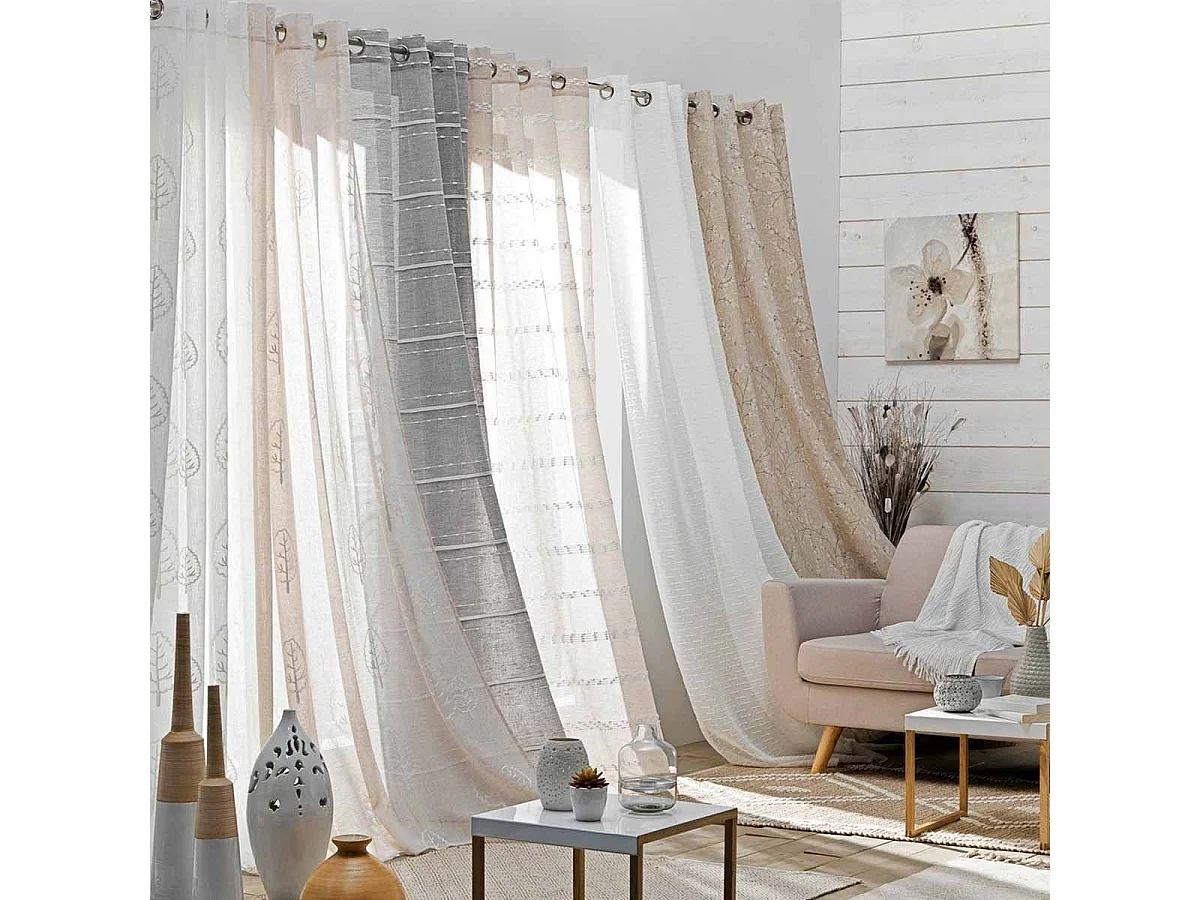 Rideau Voilage à Œillets "Florinella" 140x240cm Blanc