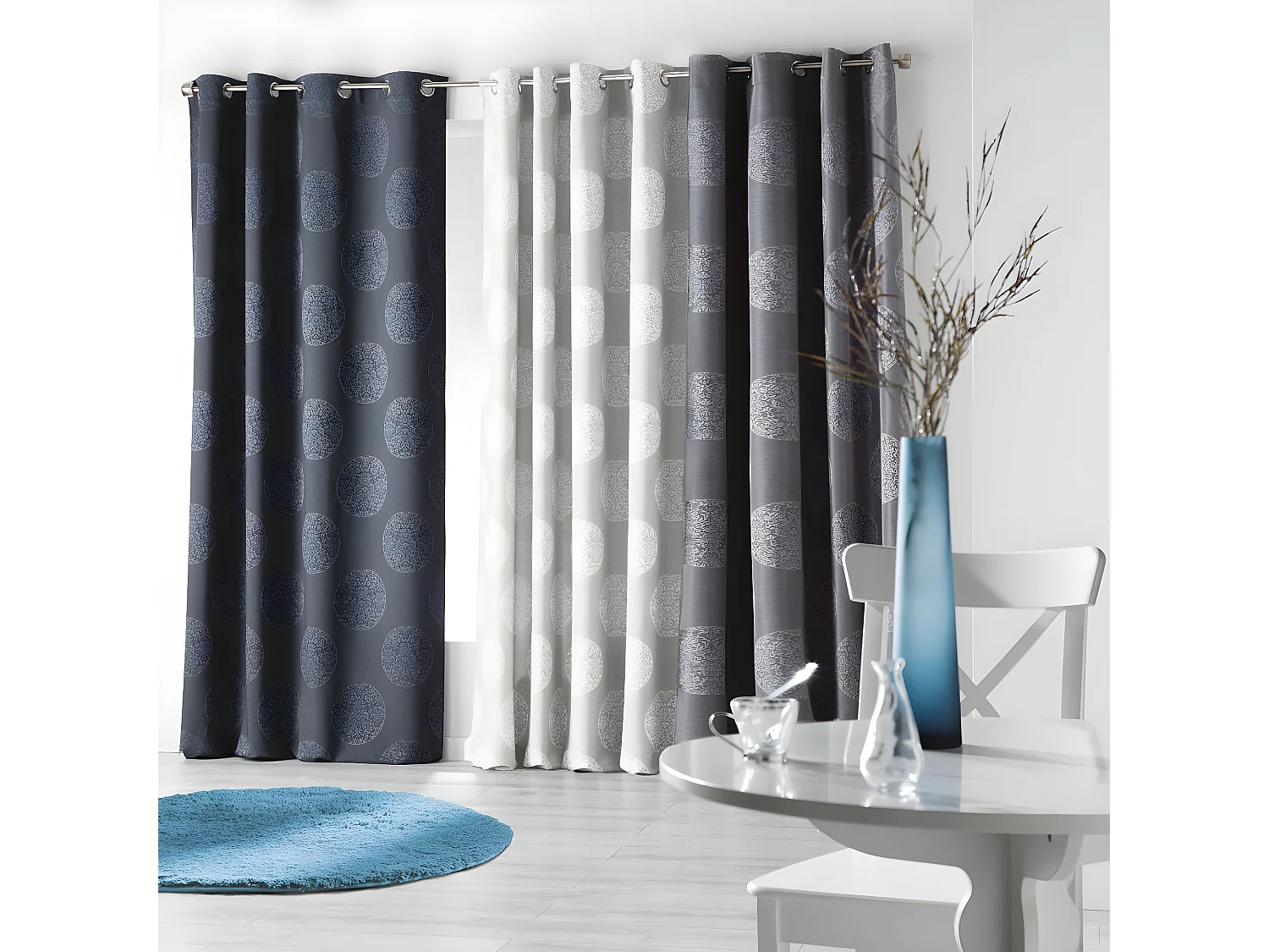 Rideau à Oeillets Jacquard "Orkys" 140x260cm Navy