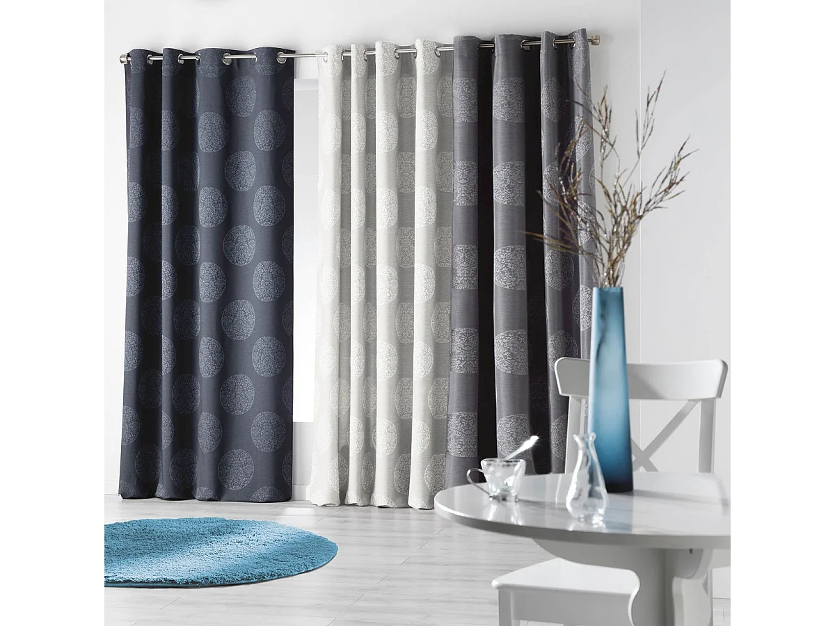 Rideau à Oeillets Jacquard "Orkys" 140x260cm Navy