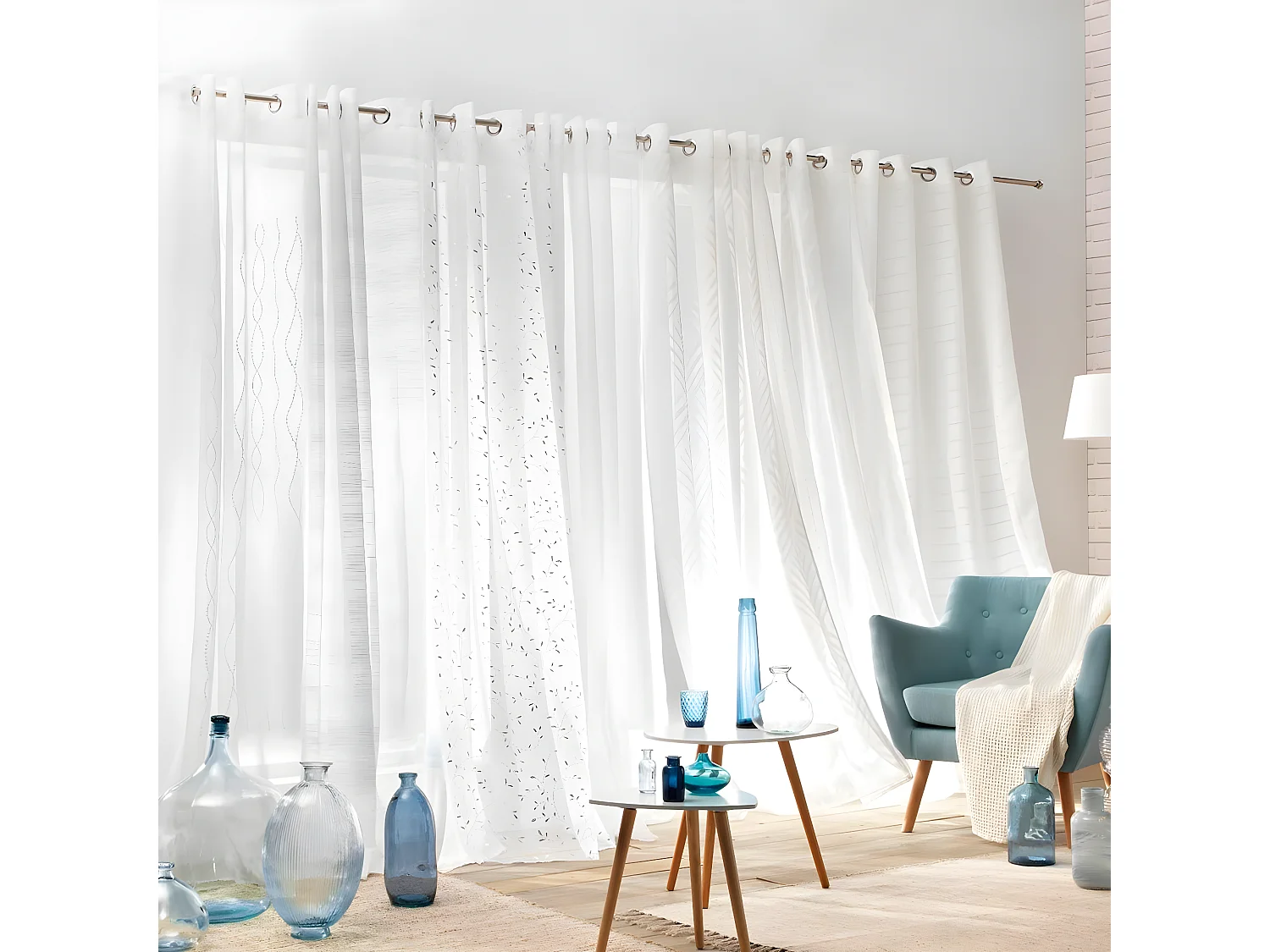 Rideau Voilage à Œillets "Poesia" 140x280cm Blanc