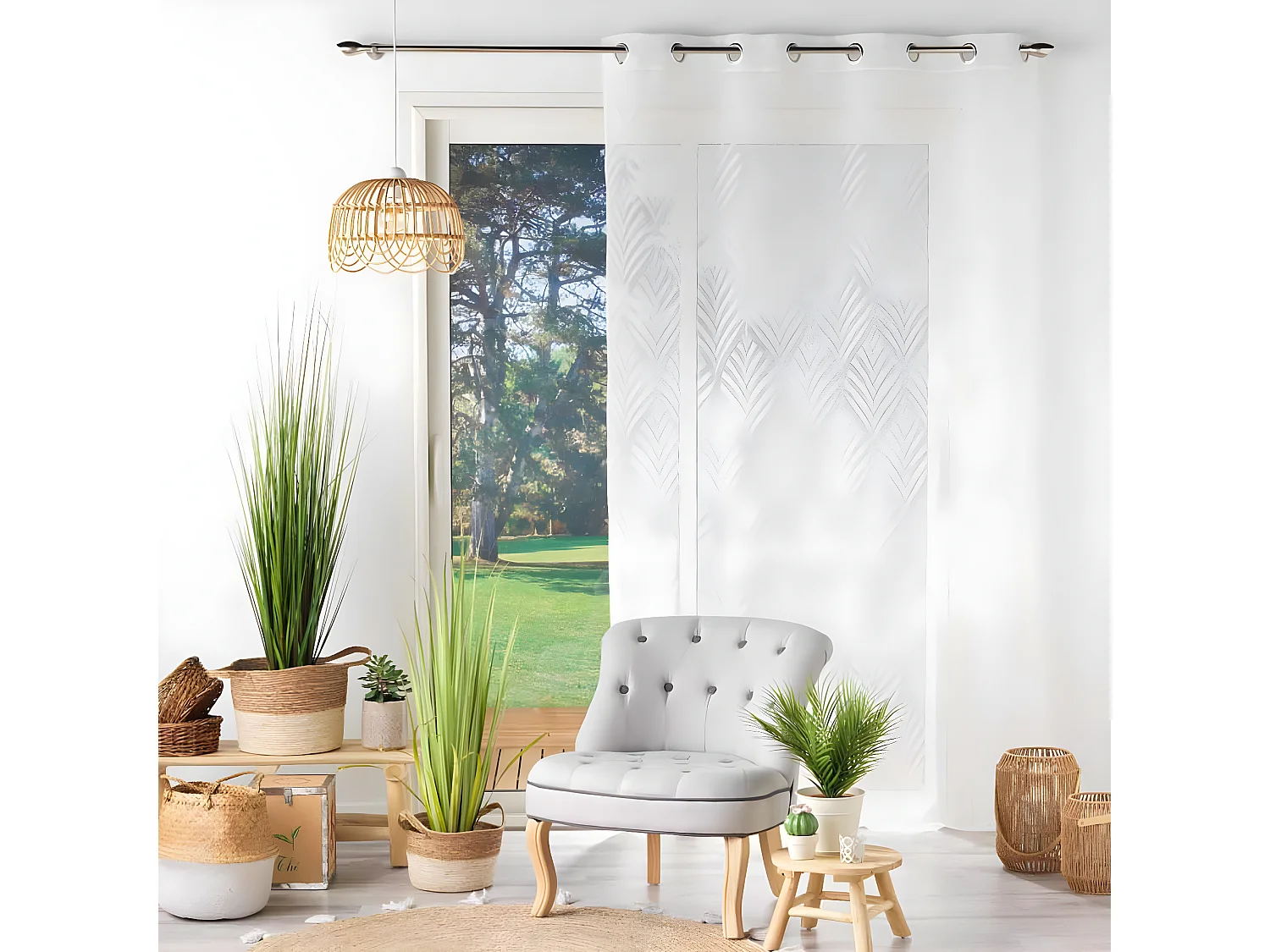 Rideau Voilage à Œillets "Poesia" 140x280cm Blanc
