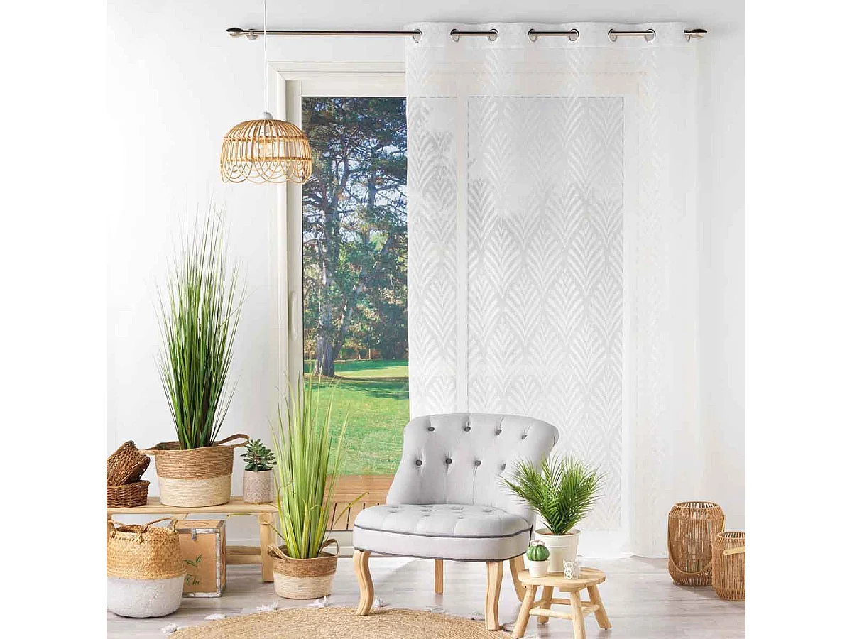 Rideau Voilage à Œillets "Poesia" 140x280cm Blanc