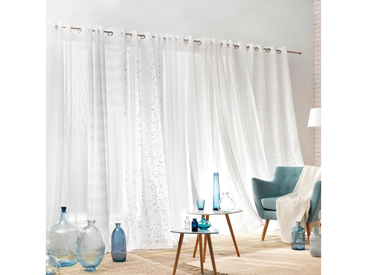 Rideau Voilage à Œillets "Poesia" 140x280cm Blanc