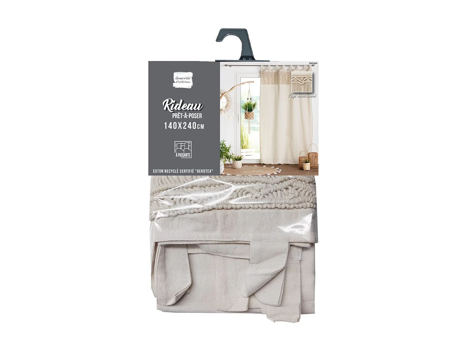 Rideau à Passants "Samaya" 140x240cm Naturel