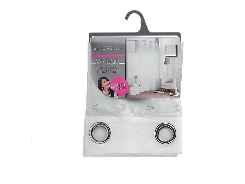 Rideau Voilage à Œillets "Minnie" 140x240cm Gris