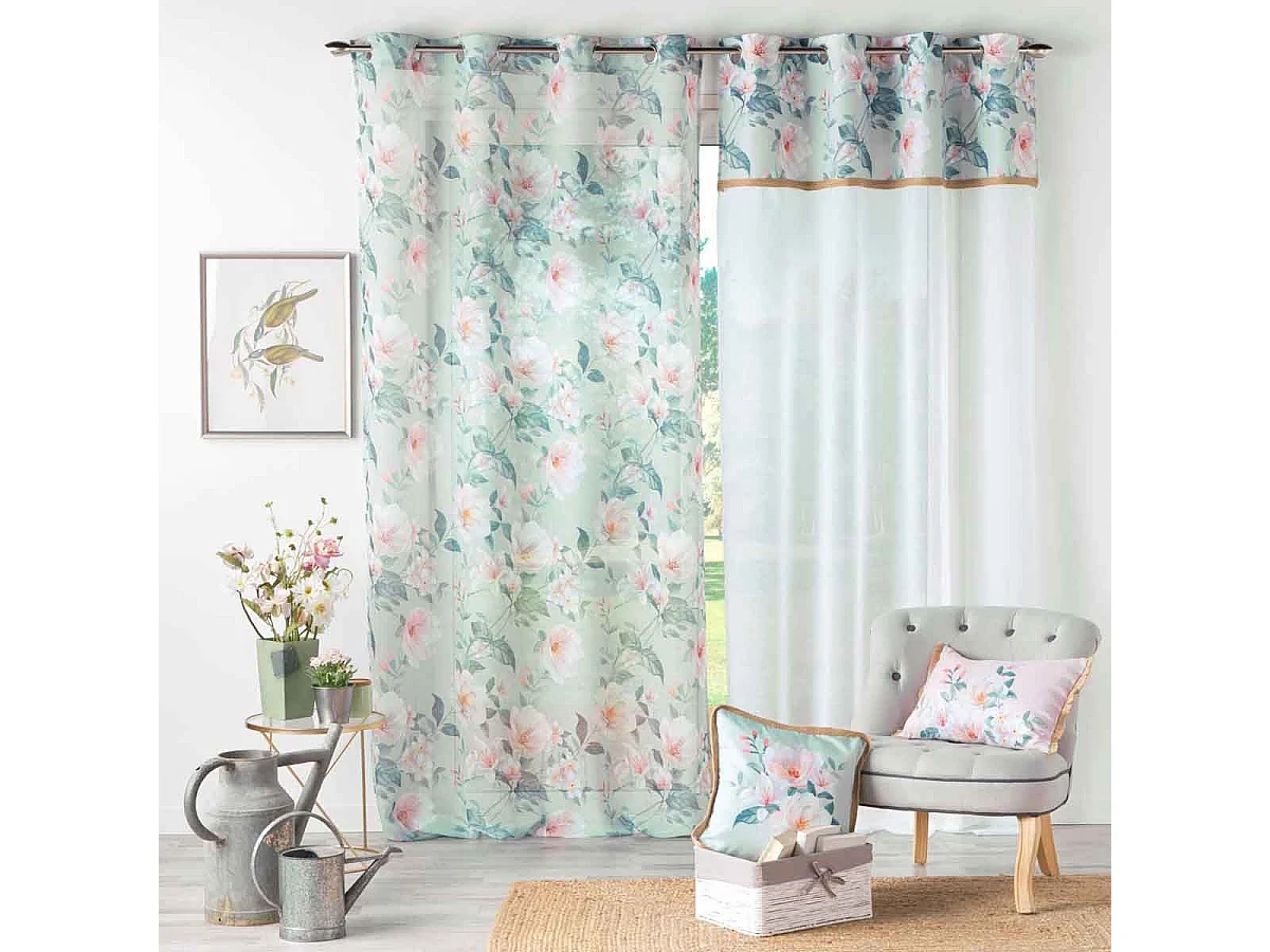 Rideau Voilage à Œillets "Alissia" 140x240cm Menthe