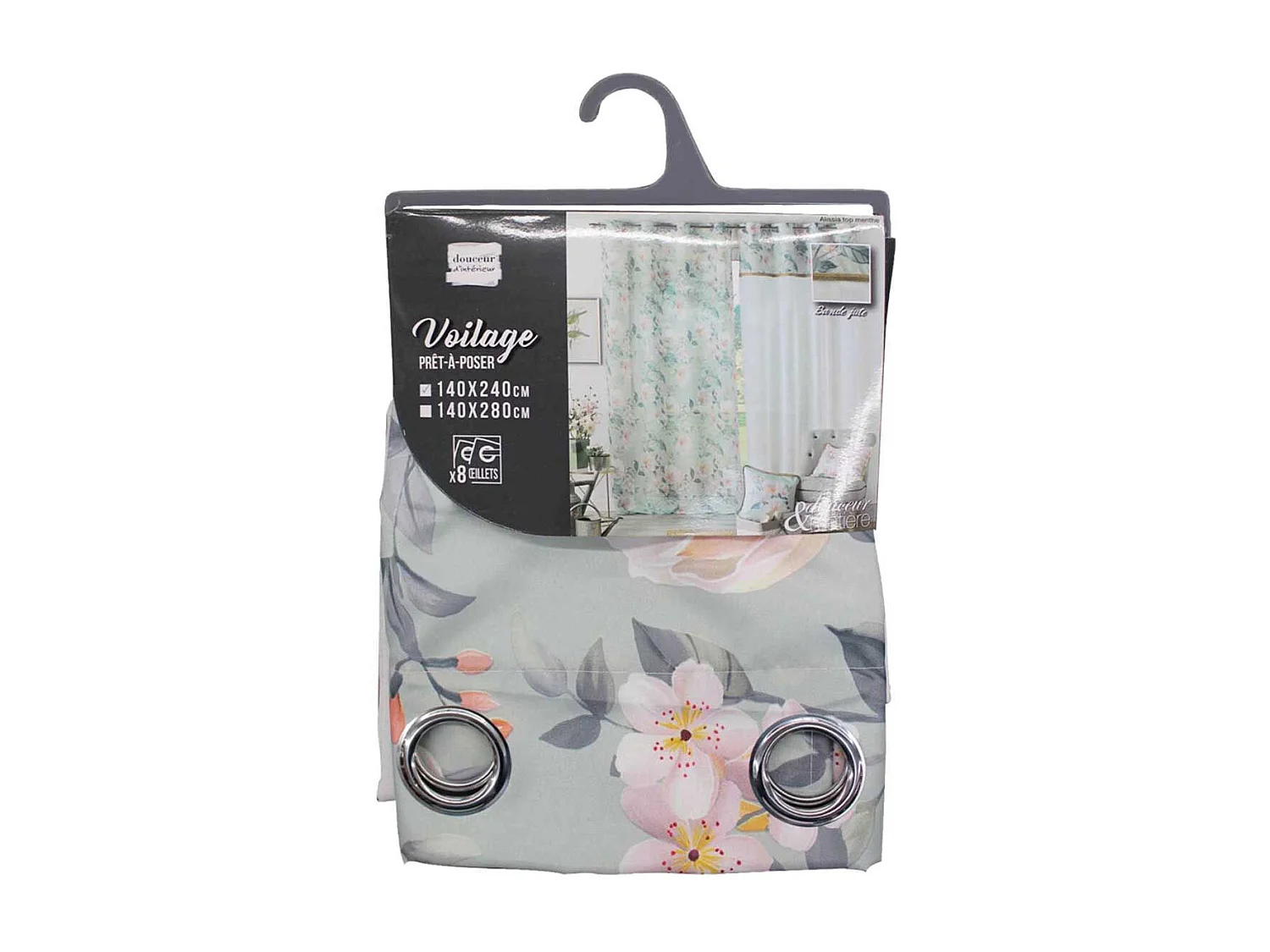 Rideau Voilage à Œillets "Alissia" 140x240cm Menthe