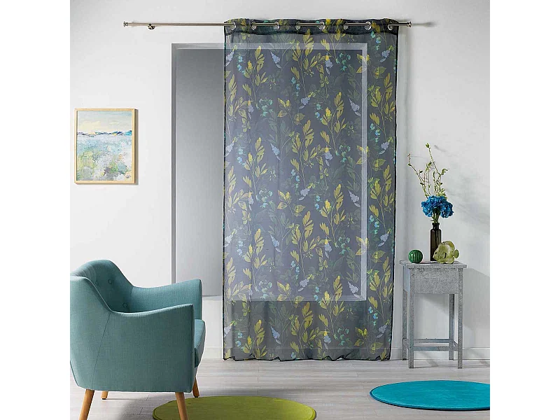 Rideau Voilage à Œillets "Ficusia" 140x240cm Noir