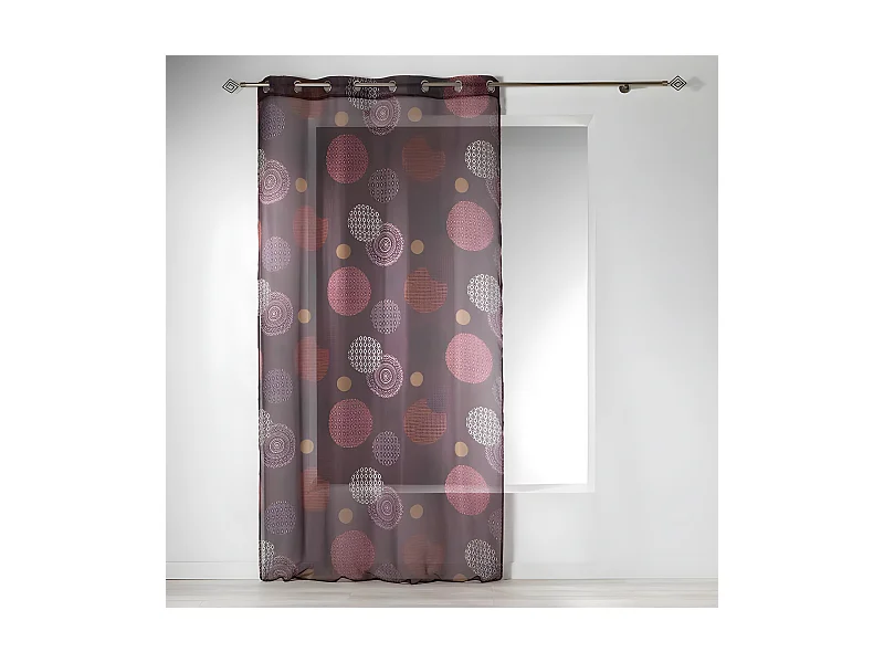 Rideau Voilage à Œillets "Prem" 140x240cm Prune