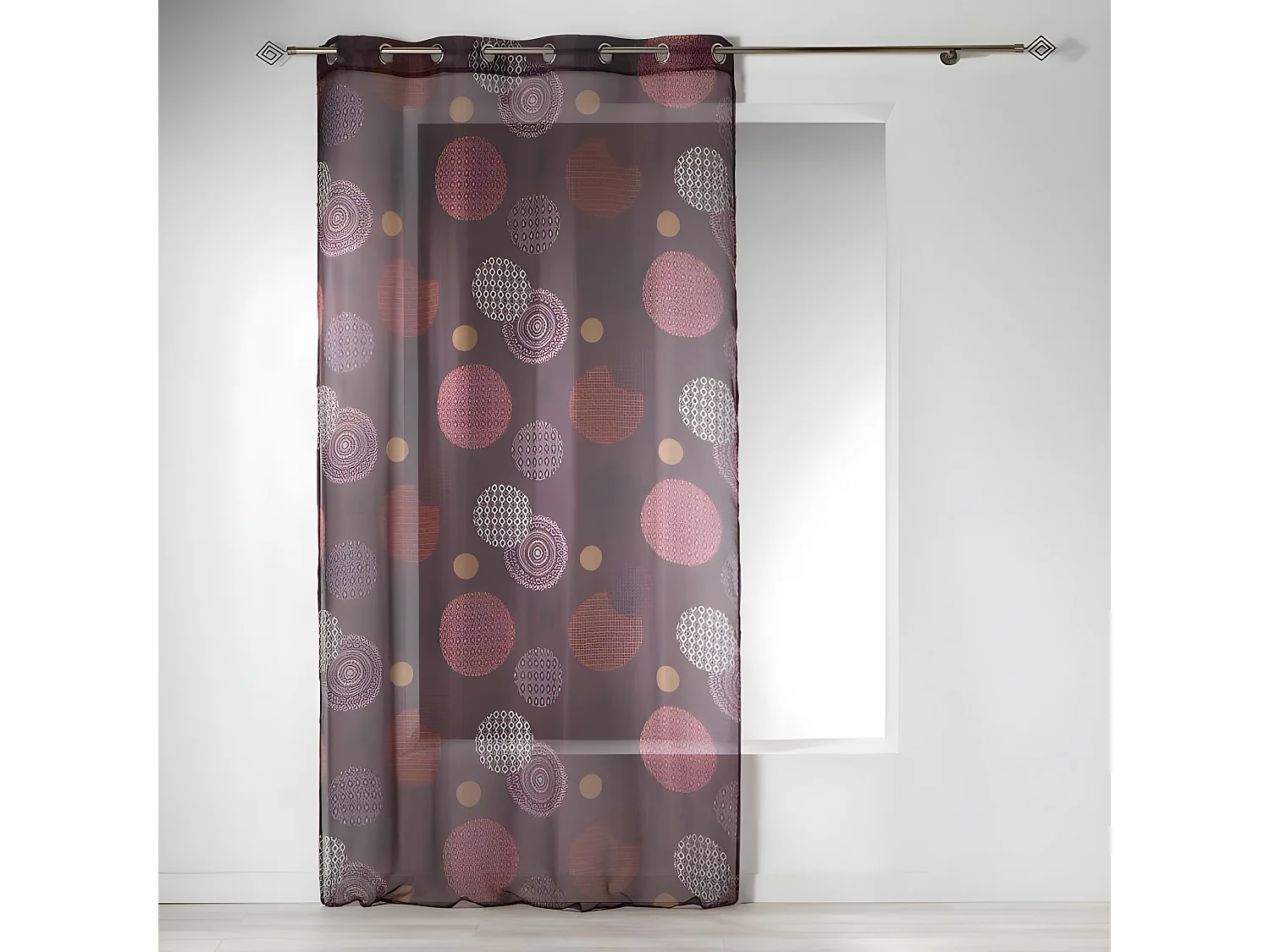 Rideau Voilage à Œillets "Prem" 140x240cm Prune