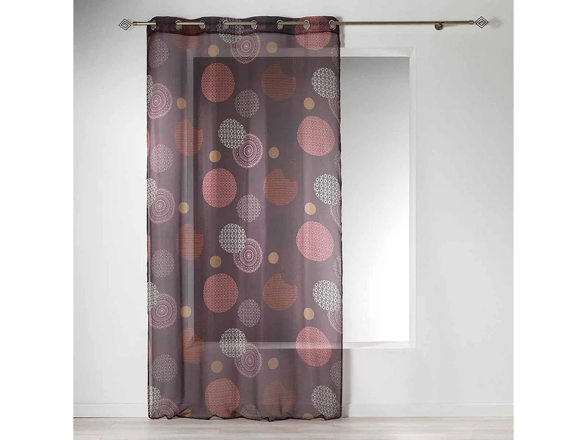 Rideau Voilage à Œillets "Prem" 140x240cm Prune