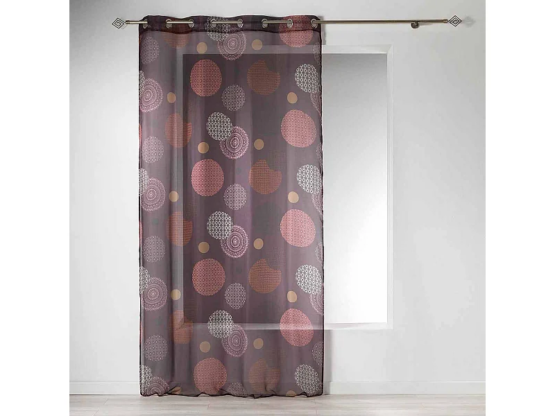 Rideau Voilage à Œillets "Prem" 140x240cm Prune