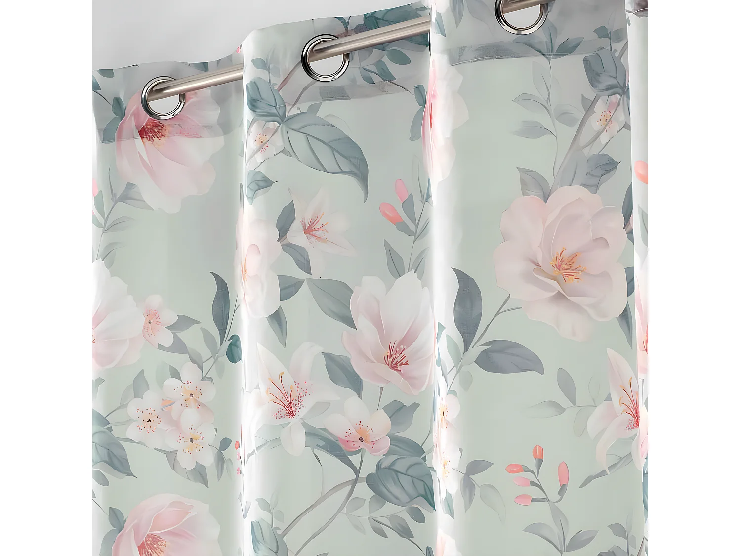 Rideau Voilage Imprimé "Alissia" 140x240cm Menthe