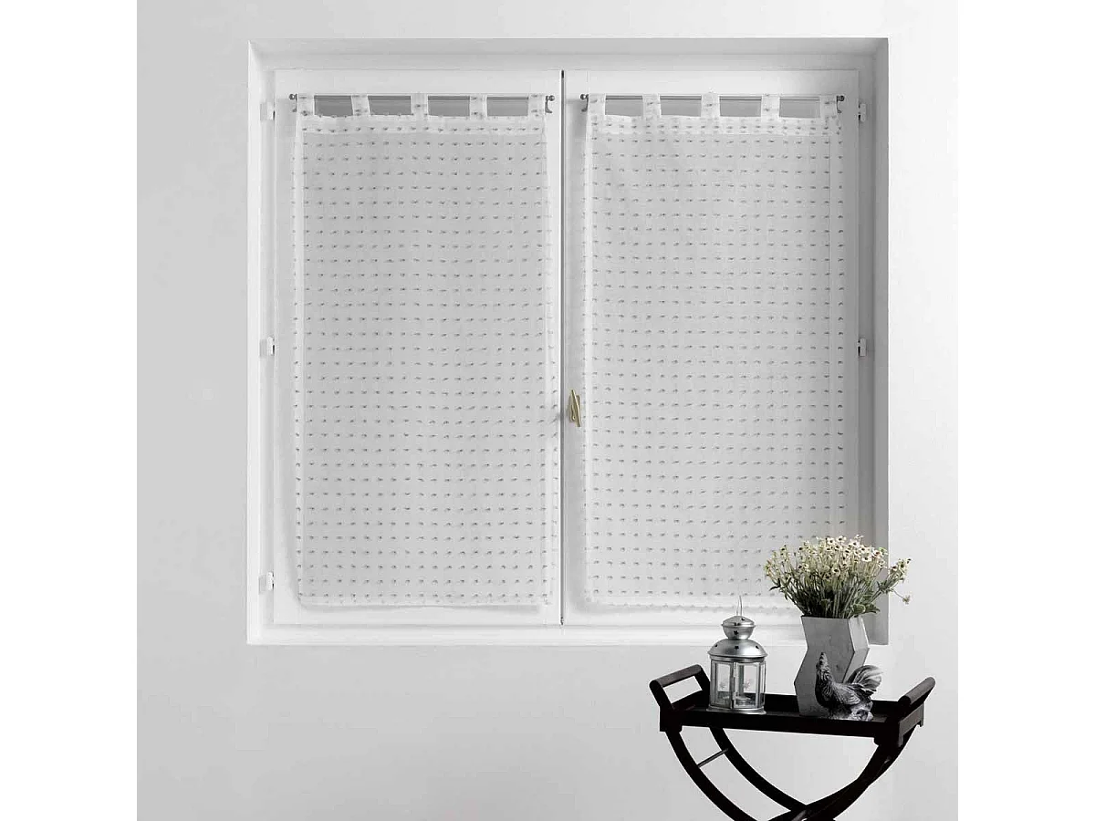 Paire de Voilages "Pomponella" 60x90cm Gris