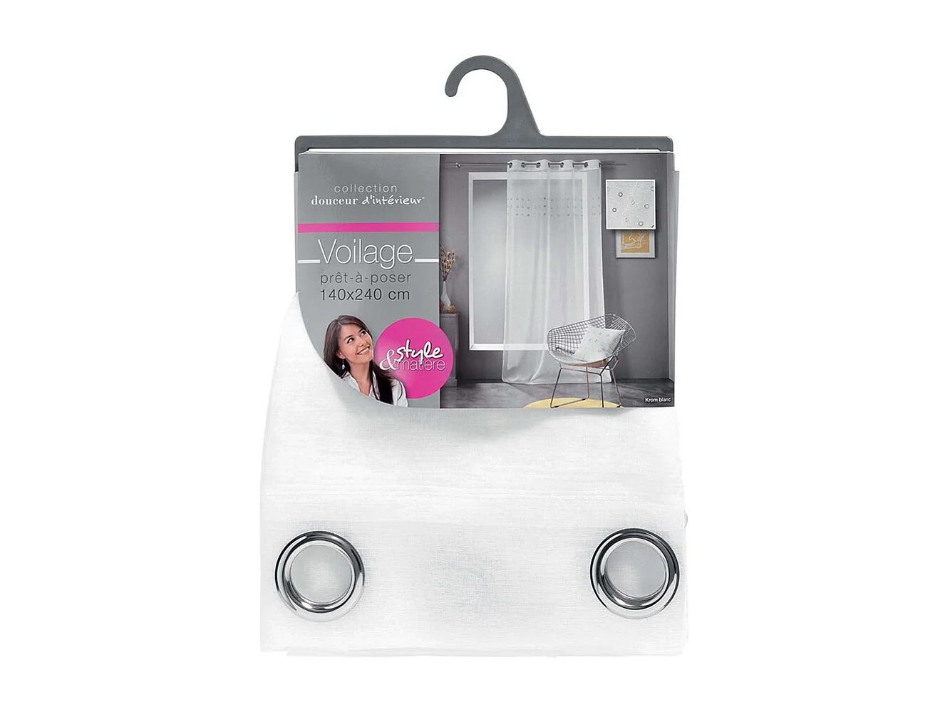 Rideau Voilage à Œillets "Krom" 140x240cm Blanc
