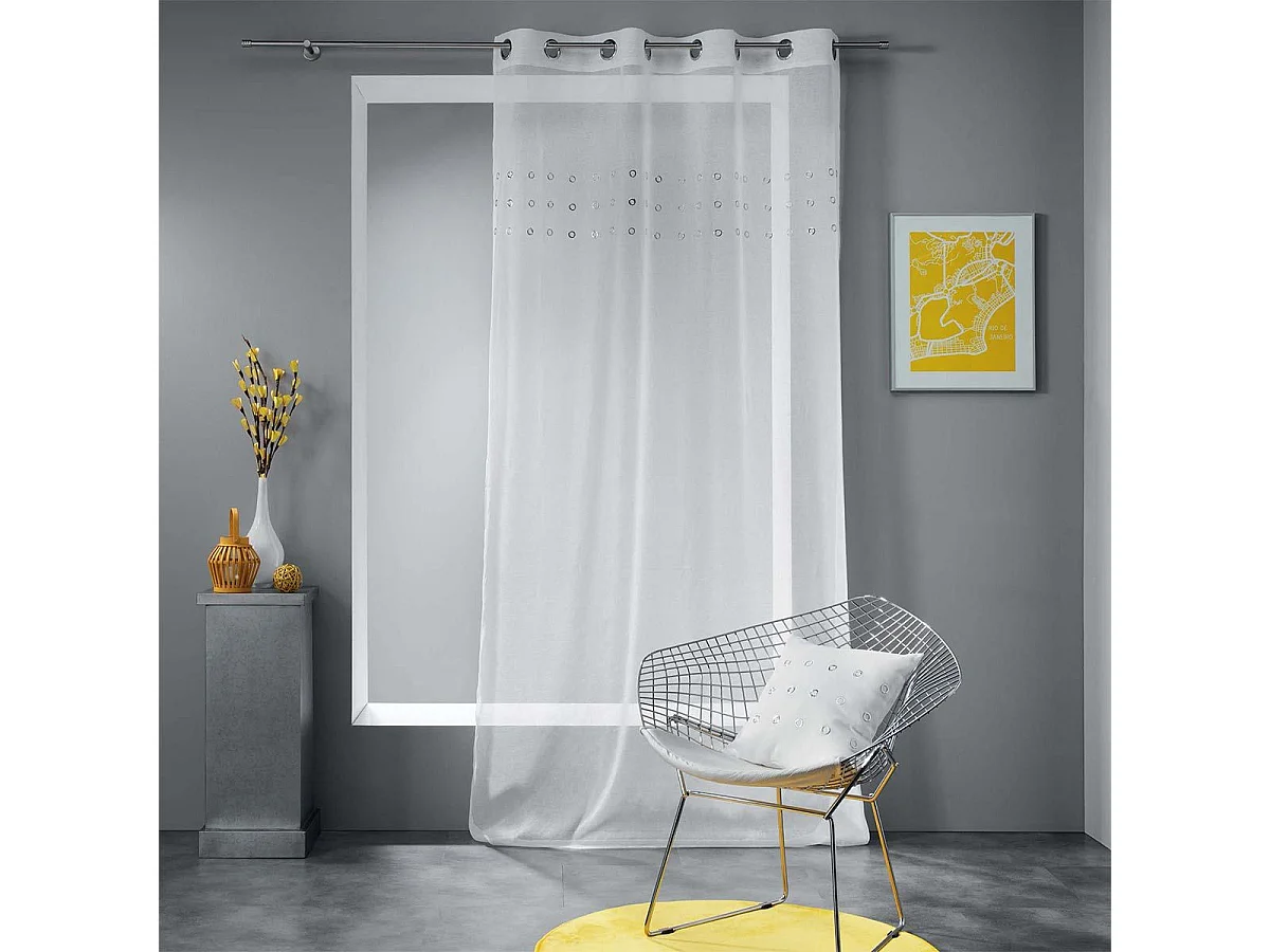 Rideau Voilage à Œillets "Krom" 140x240cm Blanc