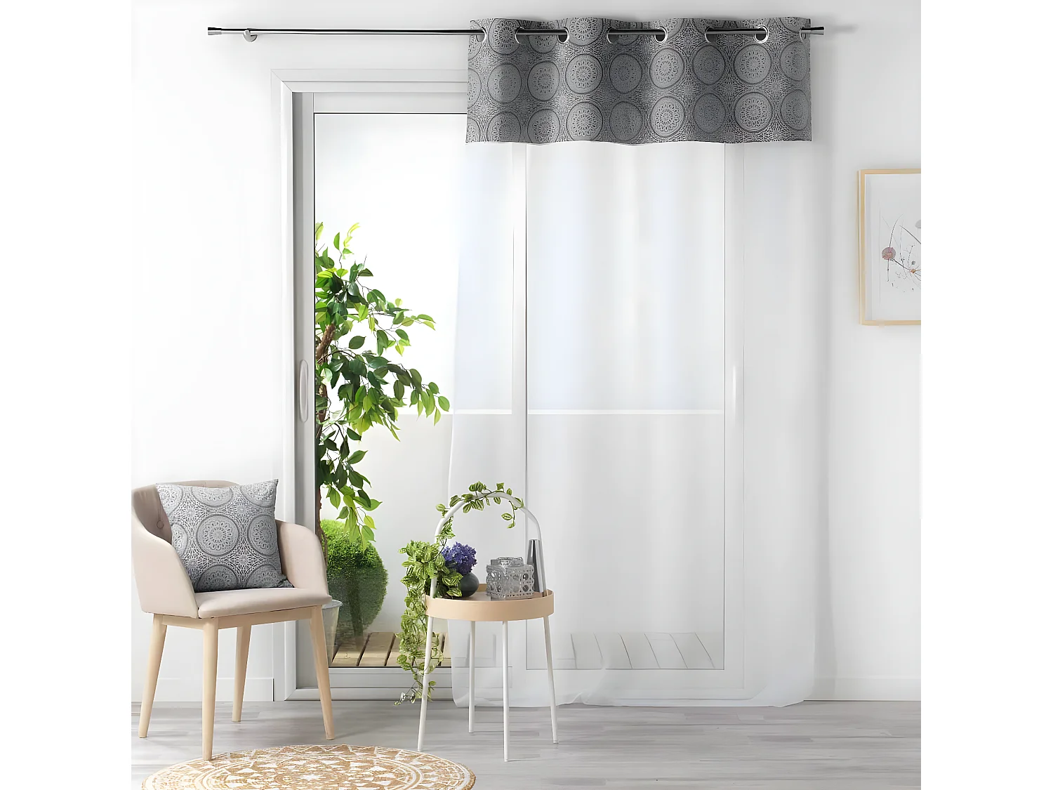 Rideau Voilage à Œillets "Sibel" 140x240cm Gris