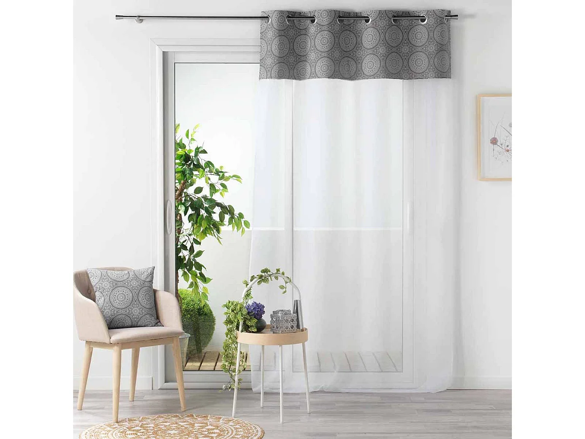 Rideau Voilage à Œillets "Sibel" 140x240cm Gris