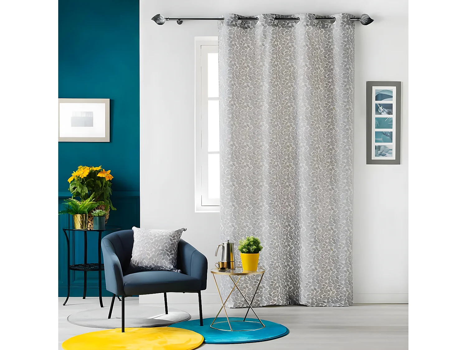 Rideau à Œillets Imprimé "Vilanelle" 140x260cm Gris