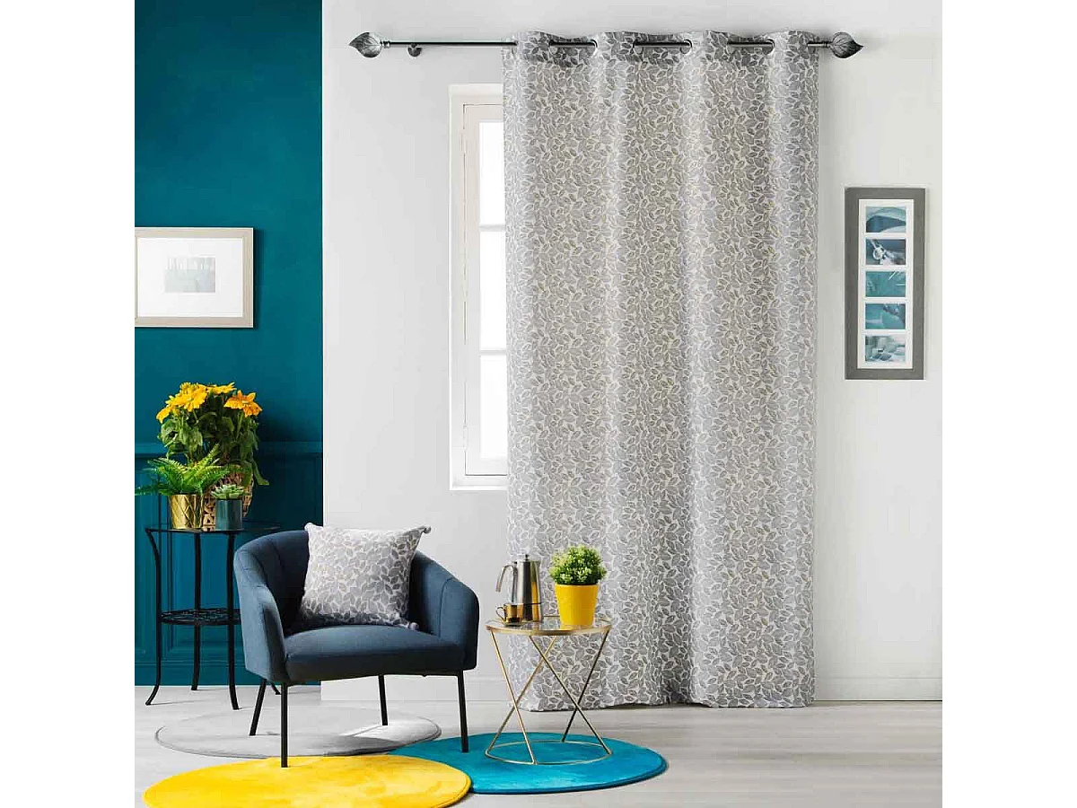 Rideau à Œillets Imprimé "Vilanelle" 140x260cm Gris