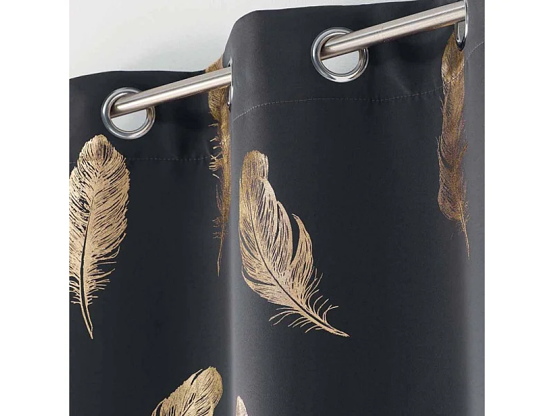 Rideau Occultant "Swany" 135x240cm Anthracite & Or