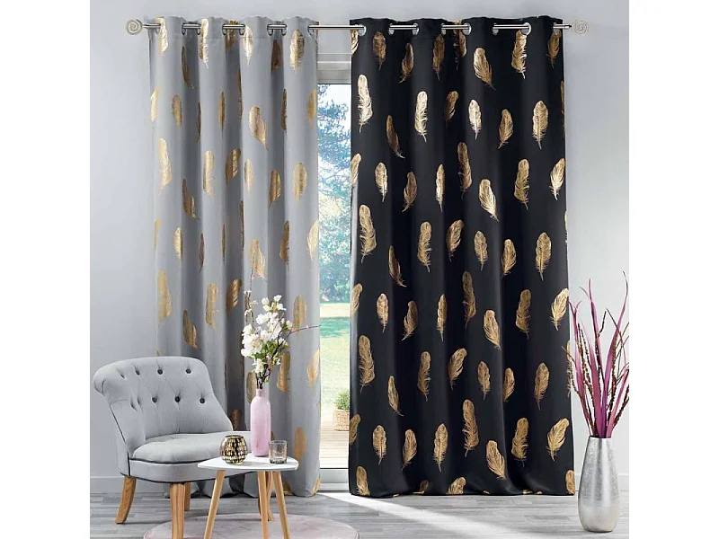 Rideau Occultant "Swany" 135x240cm Anthracite & Or