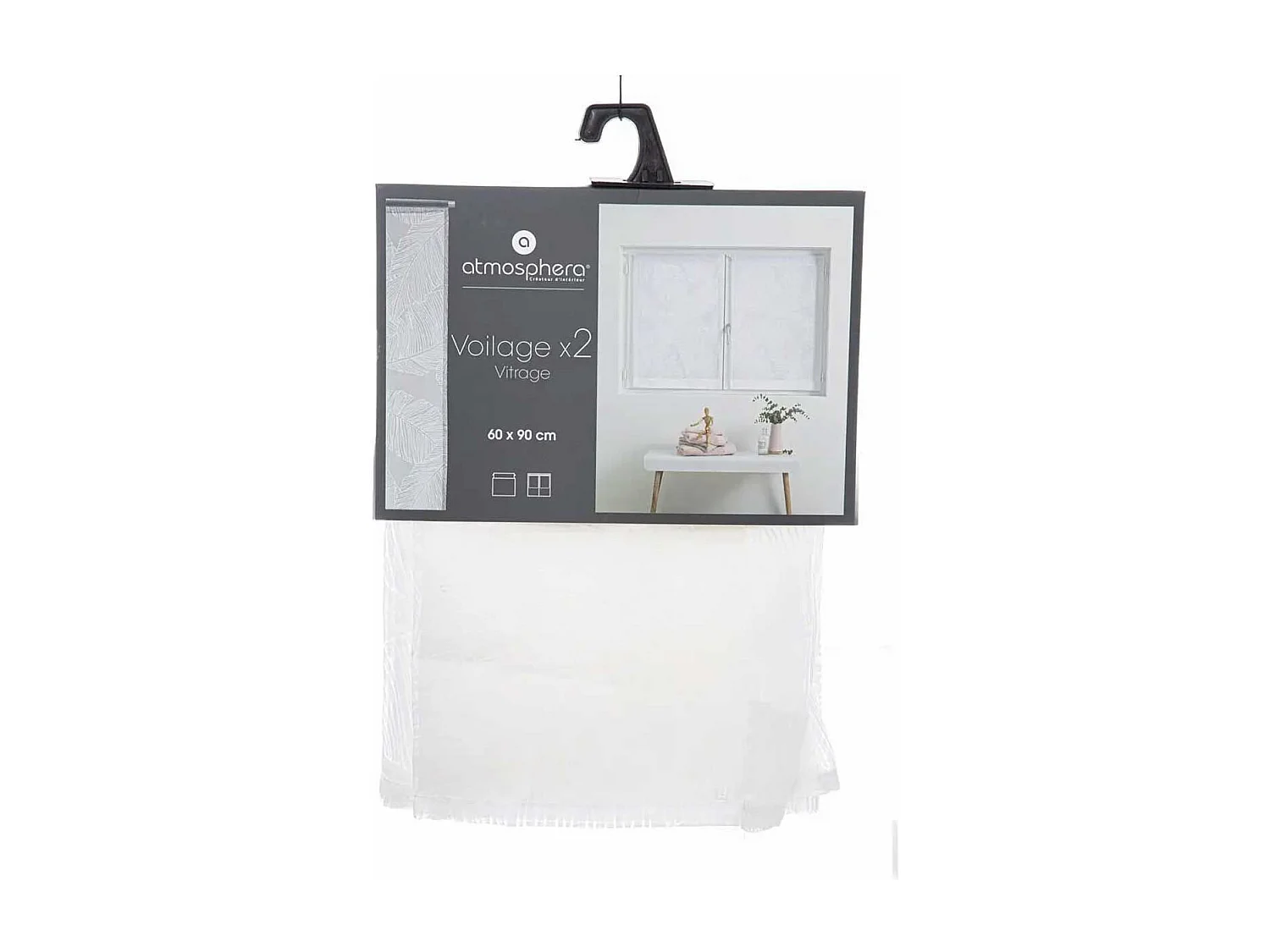 Paire de Voilages "Feuille" 60x90cm Blanc